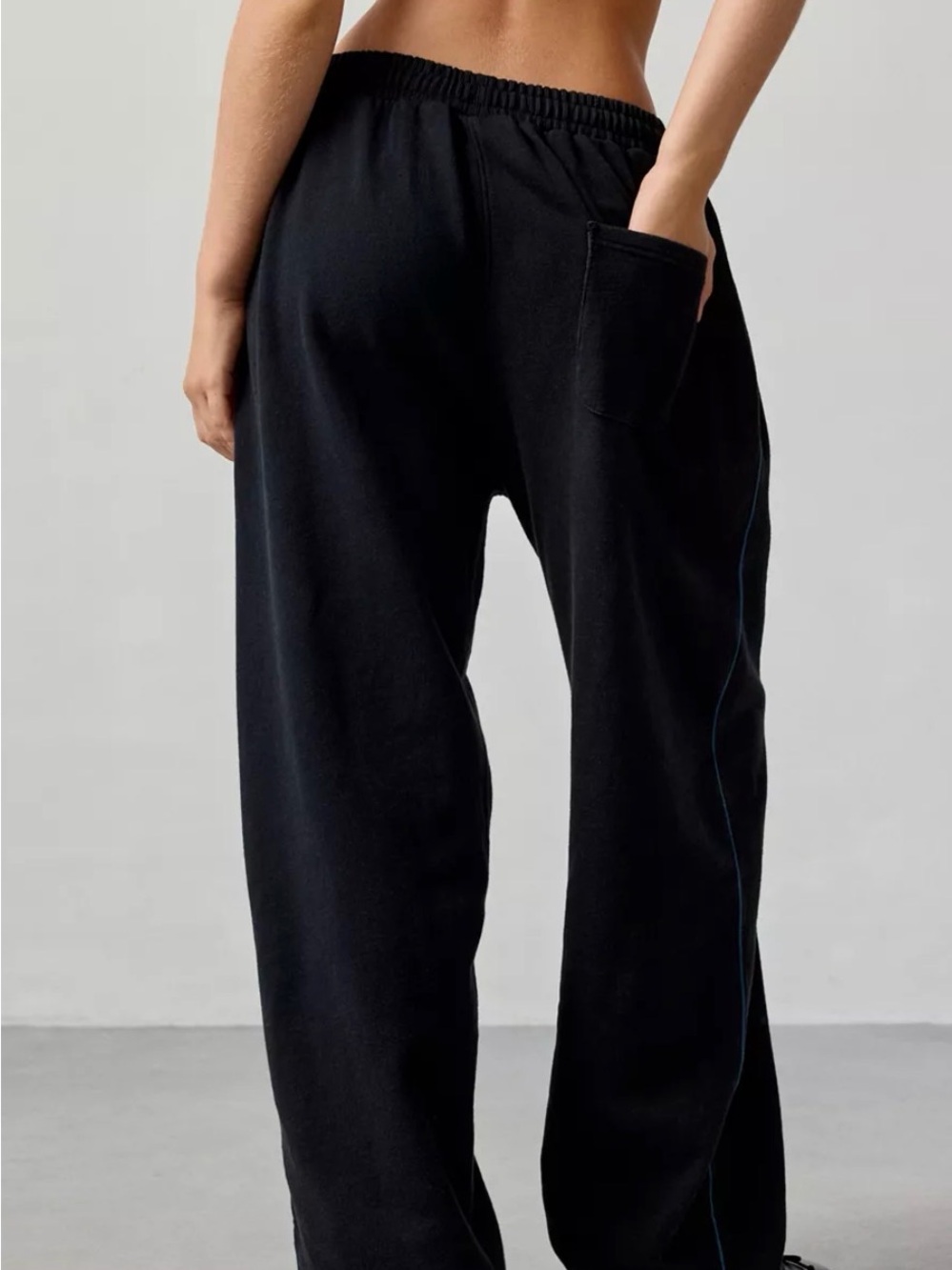 Iets Frans Black Women's Track Joggers with Subtle Side Piping. - Picture 2 of 6